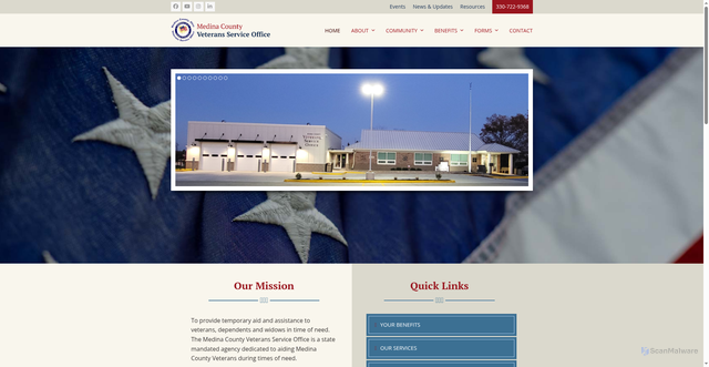 Security scan screenshot of https://medinacountyveteransoh.gov/