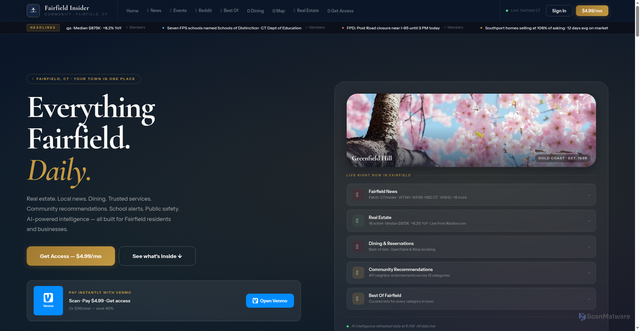 Security scan screenshot of https://fairfieldinsiders.com/