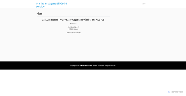 Security scan screenshot of https://mariedalsbil.se