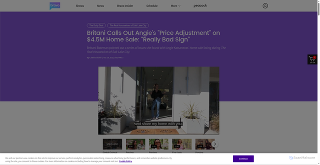 Security scan screenshot of https://www.bravotv.com/the-daily-dish/britani-bateman-disses-angie-katsanevas-real-estate-listing-pricing-sale-details