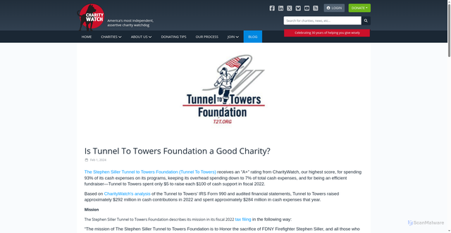 Security scan screenshot of https://blog.charitywatch.org/is-tunnel-to-towers-foundation-a-good-charity/