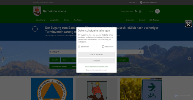 Security scan screenshot of https://www.comune.caines.bz.it/de