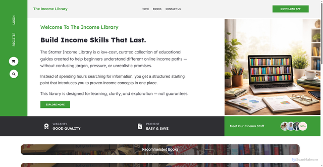 Security scan screenshot of http://incomelibrary.store/