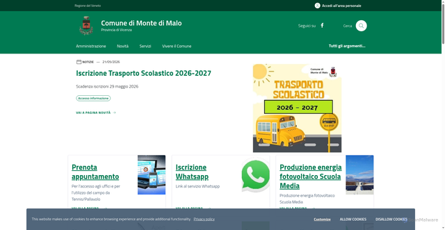 Security scan screenshot of https://www.comune.montedimalo.vi.it