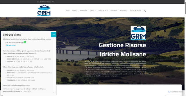 Security scan screenshot of https://www.grimolise.it