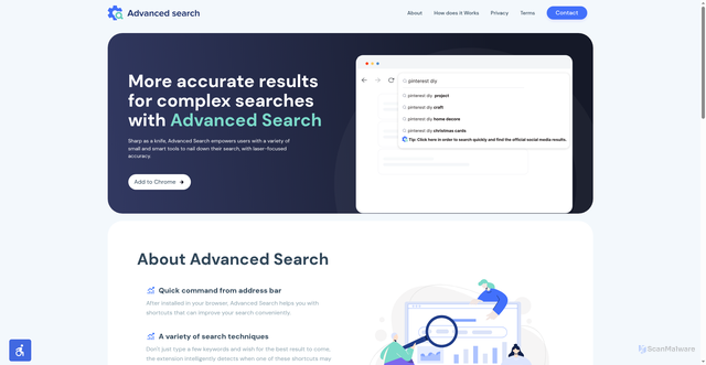 Security scan screenshot of https://advancedsearches.net