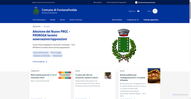 Security scan screenshot of https://www.comune.fontanafredda.pn.it/