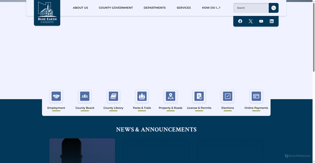 Security scan screenshot of https://www.blueearthcountymn.gov/
