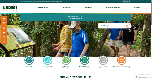 Security scan screenshot of https://www.cityofmesquite.com/