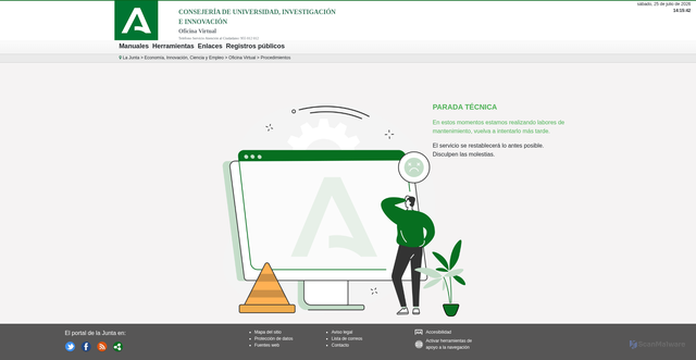Security scan screenshot of https://sica.juntadeandalucia.es