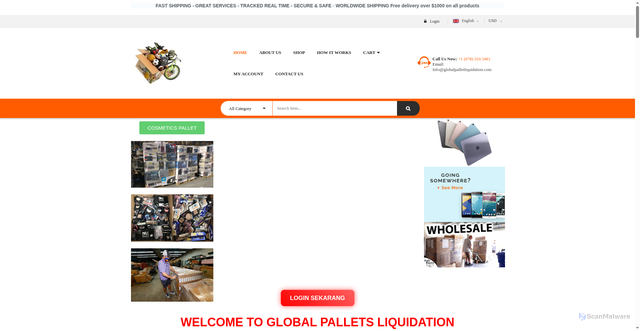 Security scan screenshot of https://globalpalletsliquidation.com/