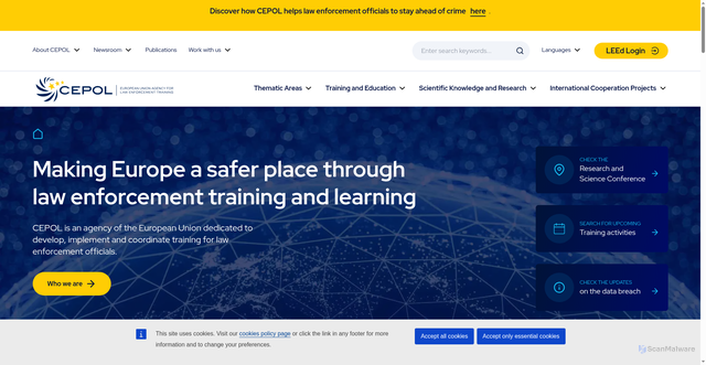 Security scan screenshot of https://www.cepol.europa.eu/