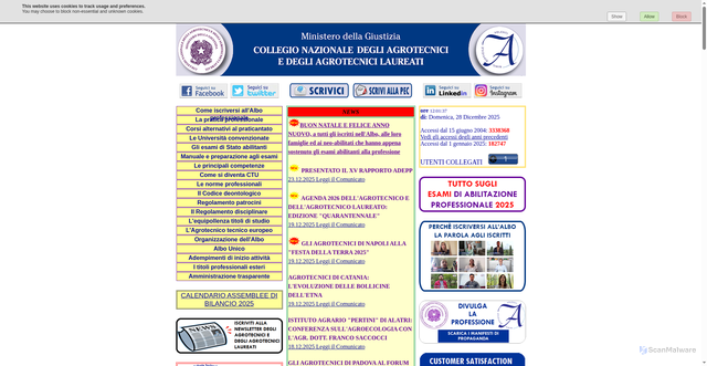 Security scan screenshot of https://www.agrotecnici.it/