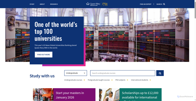Security scan screenshot of https://www.qmul.ac.uk/