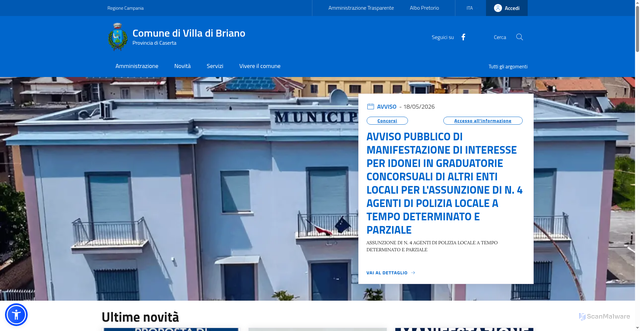 Security scan screenshot of https://www.comune.villadibriano.ce.it/