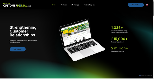 Security scan screenshot of https://dealercustomerportal.com