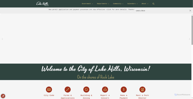 Security scan screenshot of https://cityoflakemillswi.gov/