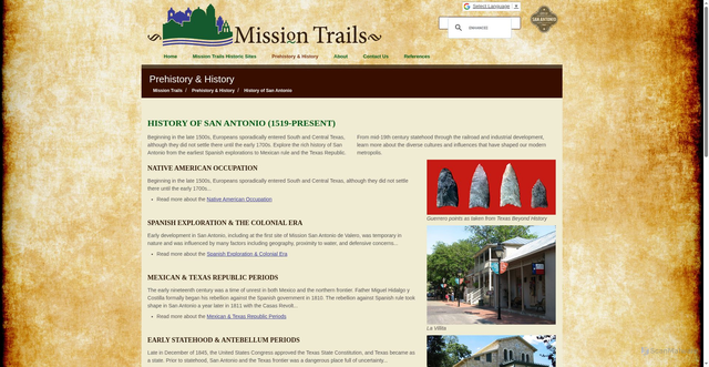 Security scan screenshot of https://www.sanantonio.gov/Mission-Trails/Prehistory-History/History-of-San-Antonio