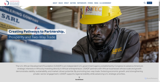 Security scan screenshot of https://usadf.gov/