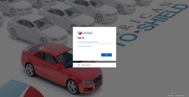 Security scan screenshot of https://americanautoshield.sharepoint.com