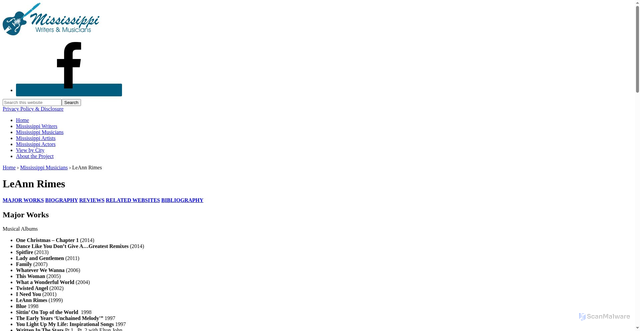 Security scan screenshot of https://www.mswritersandmusicians.com/mississippi-musicians/leann-rimes