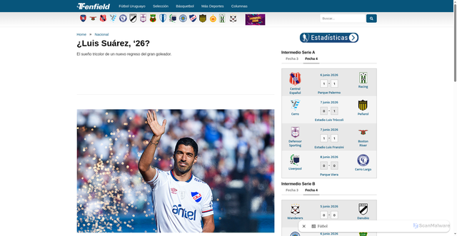 Security scan screenshot of https://www.tenfield.com.uy/luis-suarez-26/