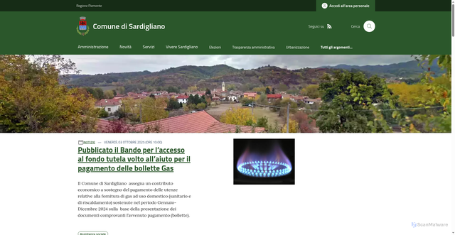 Security scan screenshot of https://www.comune.sardigliano.al.it/