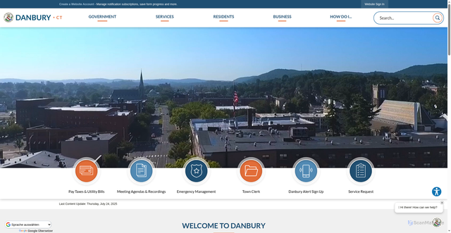 Security scan screenshot of https://danbury-ct.gov/