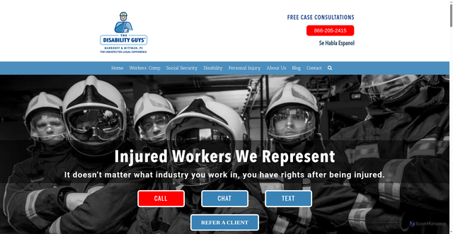 Security scan screenshot of https://thedisabilityguys.com/injured-workers/