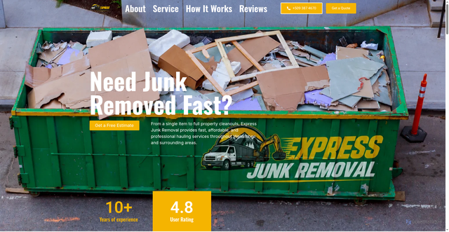 Security scan screenshot of https://expressjunkremovalservices.com/?elementor-preview=50&ver=1784669431