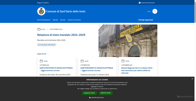 Security scan screenshot of https://comune.santilariodelloionio.rc.it/it
