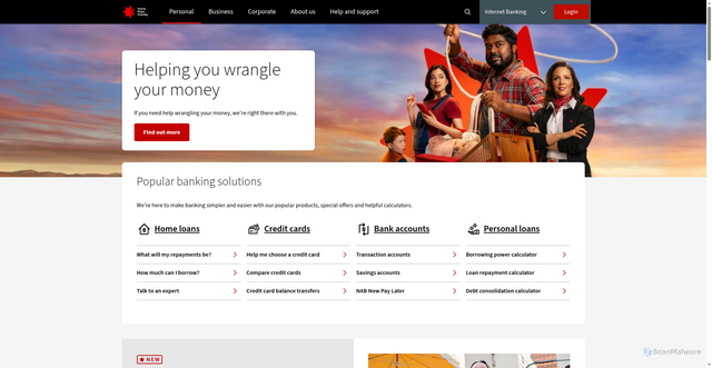 Security scan screenshot of https://www.nab.com.au