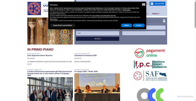 Security scan screenshot of https://www.odcec-ra.it/