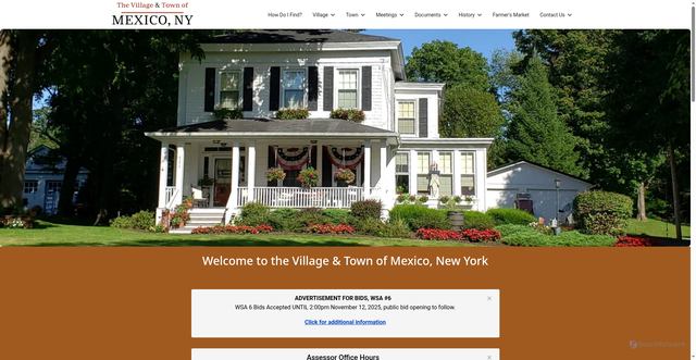 Security scan screenshot of https://townofmexicony.gov/
