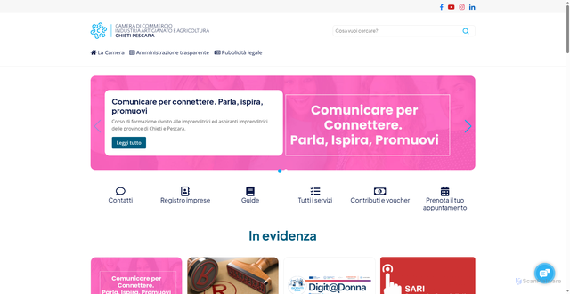 Security scan screenshot of https://www.chpe.camcom.it/