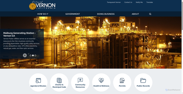 Security scan screenshot of https://www.cityofvernonca.gov/