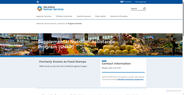 Security scan screenshot of https://oklahoma.gov/okdhs/services/snap.html