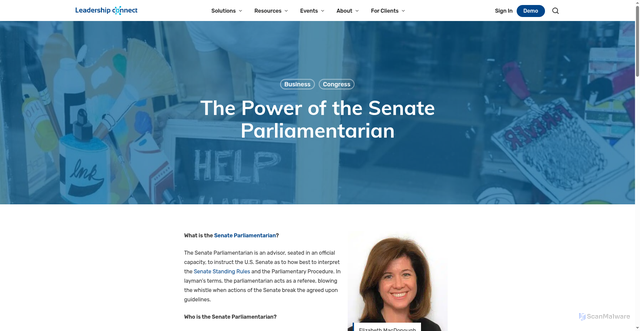 Security scan screenshot of https://leadershipconnect.io/business/the-power-of-the-senate-parliamentarian/