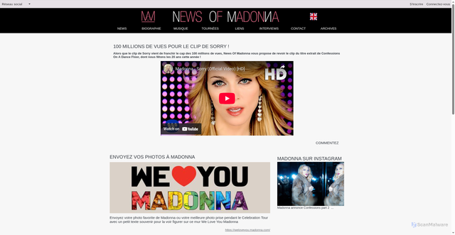 Security scan screenshot of https://www.news-of-madonna.com/