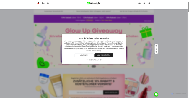 Security scan screenshot of https://yesstyle.com