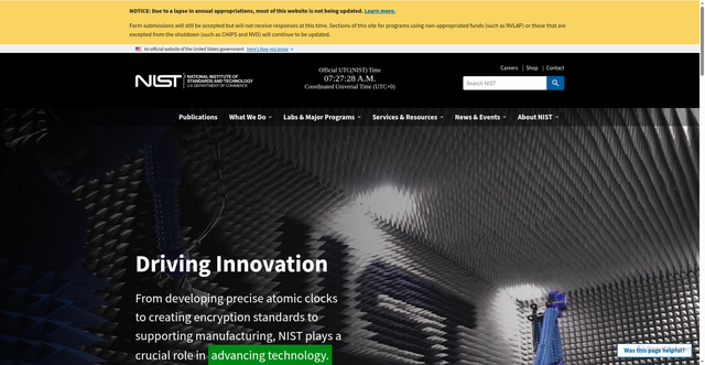 Security scan screenshot of https://www.nist.gov/