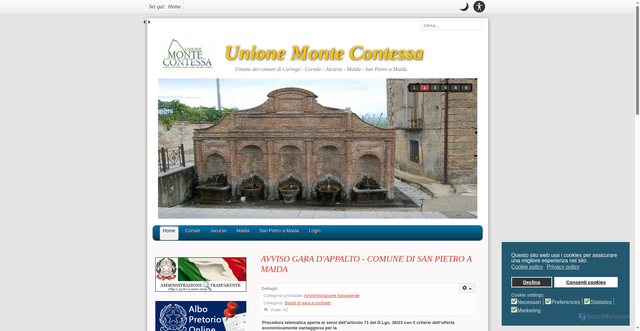 Security scan screenshot of https://www.unionemontecontessa.it/