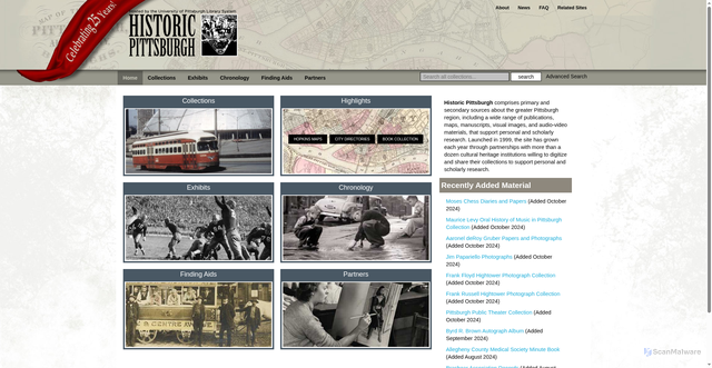 Security scan screenshot of https://historicpittsburgh.org/