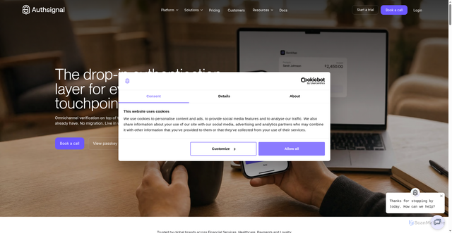 Security scan screenshot of https://authsignal.com