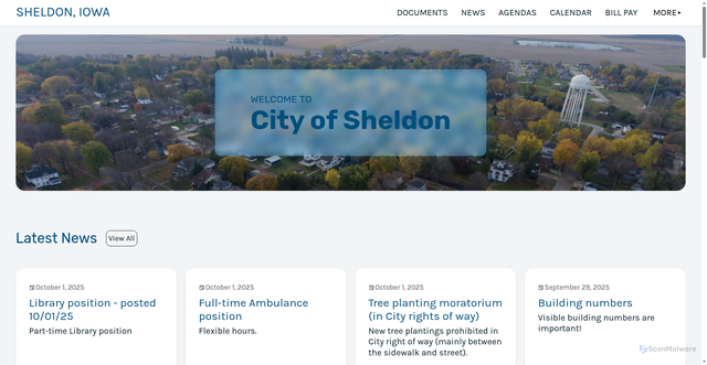 Security scan screenshot of https://sheldoniowa.gov/