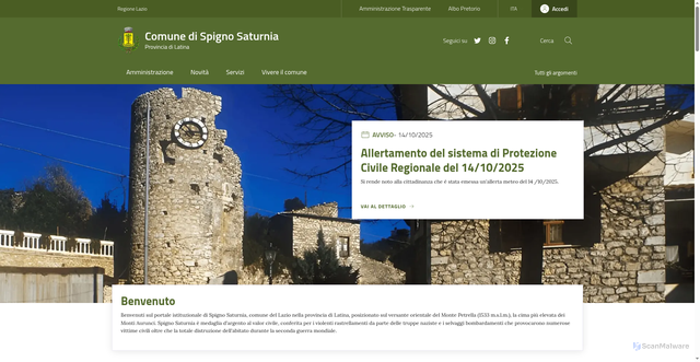 Security scan screenshot of https://www.comune.spignosaturnia.lt.it/