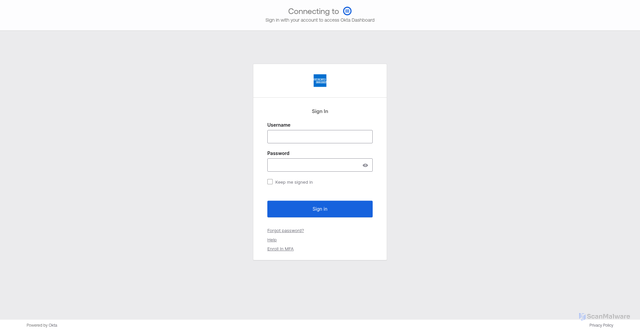 Security scan screenshot of https://aexp.okta.com
