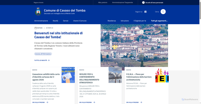Security scan screenshot of https://www.comune.cavaso.tv.it/