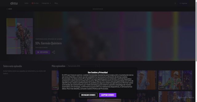 Security scan screenshot of https://ditu.caracoltv.com/show/the-susos-show/episode/324-german-quintero