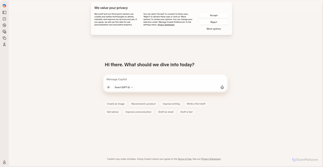 Security scan screenshot of https://copilot.microsoft.com/